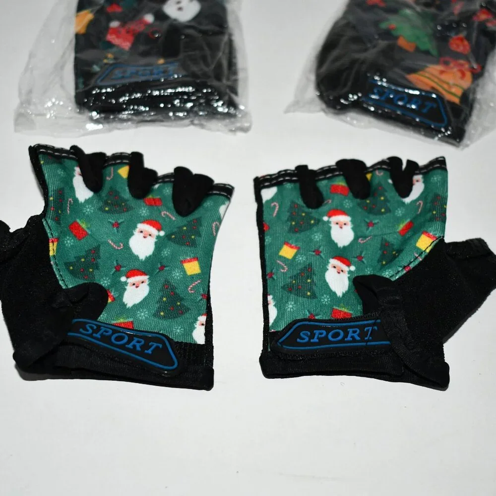 Boao 3 Pairs Kids Half Finger Bike Gloves, Non-Slip, Breathable, Adjustable,2,3-